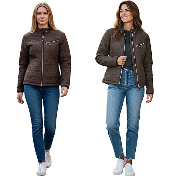 Kerrits Equestrian Brown Quilted Riding Jacket Zip Up Women's Size Large - Picture 5 of 16